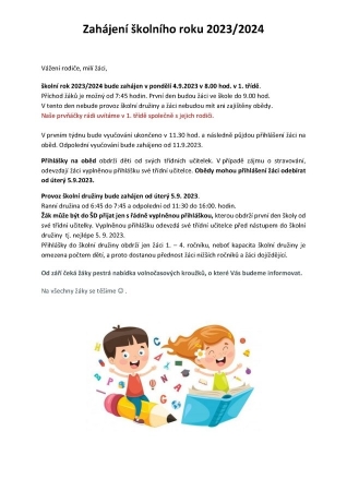 NOVÝ ŠKOLNÍ ROK ZAHÁJEN